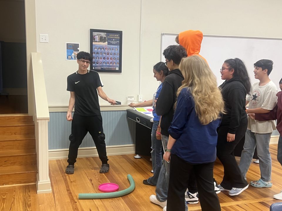 St. Mary's youth group playing a team game